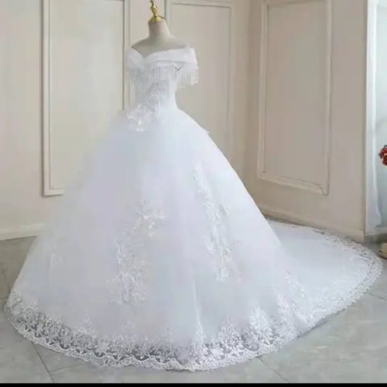 Off The Shoulder Bridal Gown at Tabasamu Bridals and Boutique wedding shop in Kenya